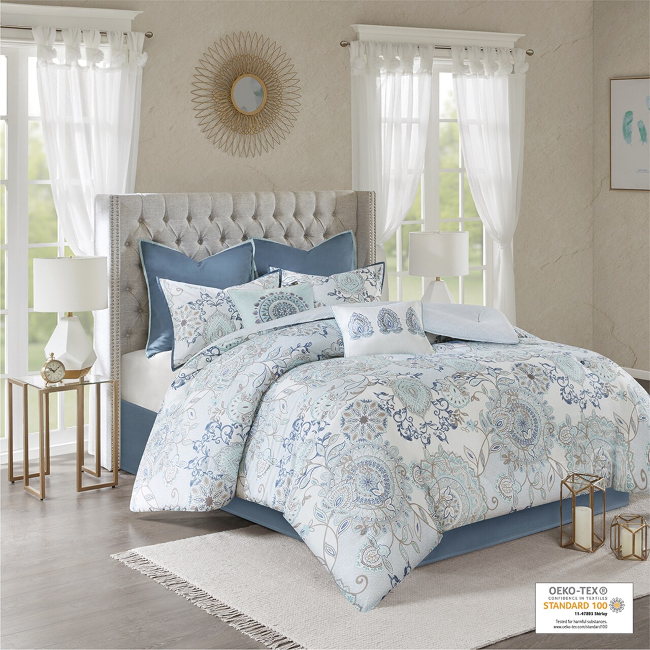 Gracie Mills 8 Piece Cotton Floral Printed Reversible Comforter Set